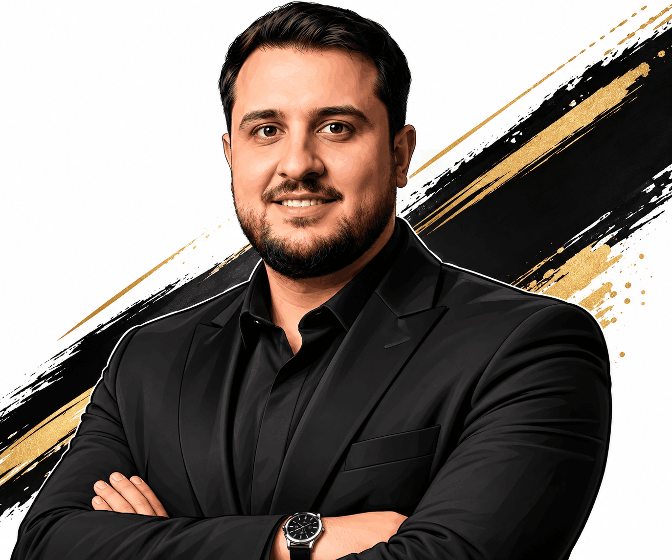 Illustrated portrait of Dmitri Omelco, Supreme Trucking Insurance